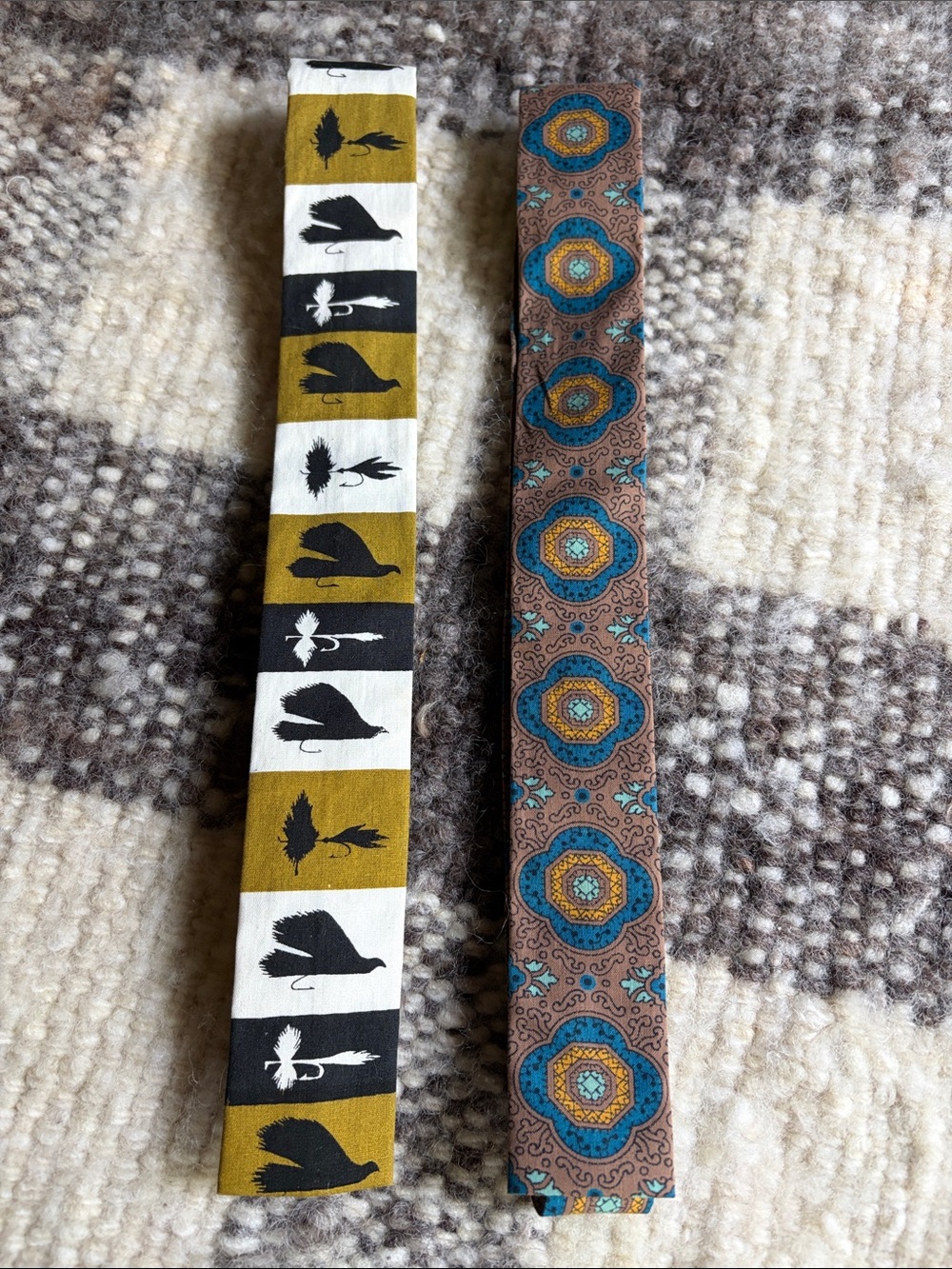 Men's Square Vintage Neckties Made by Rooster and Ludlow Vermont. Retro style!!